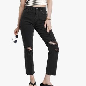 Wild Fable Super High Rise Distressed Slim Straight Jeans